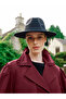 Burgundy Double-Breasted Collar Women's Trench Coat - 5