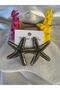 Gold Detailed Textured Antique Star Earrings - 2