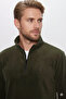 Unisex Standard Fit Comfortable Cut Non-Pilling Khaki Stand Collar Fleece Sweatshirt