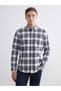 Shining Choices from Shining Store Standard Fit Long Sleeve Checked Embroidered Men's Shirt