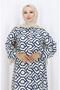 Viscose Fabric Full Buttoned Long Tunic 0175-01 Navy Blue - 3