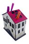 Wooden Turkish House Pen Holder - Decorative Desktop Organizer - Historical Home Study Desk Accessory - 3