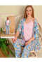 Kimono Model Hawaiian Detailed Women's Polyviscon Pajama Set - 5