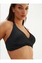 Plus Size Halter Neck, Shirred/Knotted Bustier Bikini Top - 3