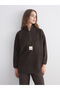 Rmz Clothing Differently Brown Di Mock Neck Flow Fleece Women's Sweatshirt Tunic