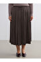 İzr New Season Elastic Waist Satin Pleated Skirt - 6