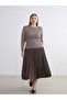 İzr New Season Elastic Waist Satin Pleated Skirt - 2