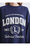 Navy Blue London Printed Oversize Women's Sweatshirt Tunic - 4