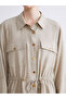 Shirt Collar Gathered Women's Jacket - 4