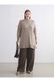 Beige Stand Collar Women's Knitwear Tunic - 4