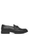 Women's Metal Buckle Loafer Shoes - Black