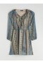 Green V-Neck Floral Chiffon Waist-Tied Mini Dress - 5