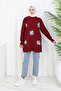 Floral Knitwear Tunic S3010 Burgundy - 4