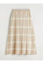 Elastic Waist Plaid A-Line Knit Skirt (W5) - 5