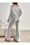 Women's Boat Neck Pleated Blouse Spanish Leg Sweatpants Two-Piece Bottom Top Set - 6
