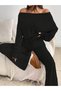 Women's Boat Neck Pleated Blouse Spanish Leg Sweatpants Two-Piece Bottom Top Set - 3