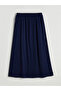 Mg Trend'En Navy Blue Elastic Waist A-Line Skirt - 7