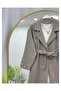 Baliksirti Patterned Belted Coat Without Lining 100 cm Medium [S(36/38) M(40) L(42/44) Compatible] - 2