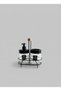 Luxury Black Glass Liquid Soap Dispenser Set - with Premium Wooden Detail and Metal Stand, Stylish Bathroom Toothbrush Holder Set - 4