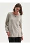 Alita City Lcw Grace Beige Knitwear Look with a Difference Flat Oval Neck Long Sleeve Women's Blouse - 2