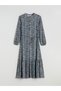 Özmarka New Season Crew Neck Floral Pleated Dress - 7