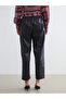Esvab • Modern & Distinctive Women's Leather-Look Pants with Waist Drawstring - 3