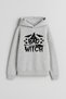 Halloween Witch Hat Printed Boys Girls Children Gray Hooded Hoodie Sweatshirt Hoodie