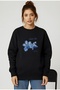 Simple Day Flower Printed Oversize Unisex Women/Men Crop Neck Sweatshirt