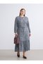 Özmarka New Season Crew Neck Floral Pleated Dress - 2
