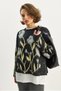 Women's Black Crew Neck Floral Patterned Embroidered Oversize Knitwear Sweater 4915 60283587 - 2