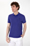 Men's Slim Fit Polo Neck Blue Basic T-Shirt 50297984-Vr212 - 3