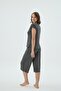 Women's Anthracite Color Short Sleeve V-Neck Capri Pajama Set C9T4N371 - 5