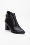 Women's Black Crocodile Patent Leather and Faux Leather Buckled Heeled Boots - 4