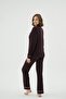 Women's Dark Purple Color Long Sleeve Shirt Collar Buttoned Pajama Set C3T3N171 - 4