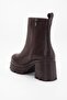 Heeled Boots Women's Platform Brown Flat Zippered - 5