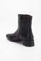 Black Women's Short Heeled Boots Blunt Toe Metal Accessory Faux Leather - 6