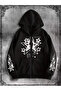 Gothic Star Design Oversize Zippered Black Unisex Hooded Cardigan