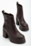 Heeled Boots Women's Platform Brown Flat Zippered