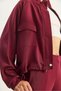 Women's Burgundy Double Pocket Detailed Zippered Elastic Waist Jacket and Loose Trousers Modal Suit 4035 60283606 - 4