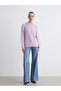 Lilac Crew Neck Self Patterned Women's Knitwear Sweater - 2