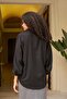 Women's Collared Off-Shoulder Loose Shirt-Black - 4