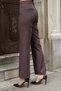 Women's High Waist German Pocketed Pipe Leg Casual Lightweight Stretchy Fabric Trousers-Brown - 4