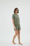 Women's Green Color Lace Detailed Front Buttoned Short Sleeve Shorts Pajama Set C5T1N171 - 3