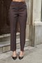 Women's High Waist German Pocketed Pipe Leg Casual Lightweight Stretchy Fabric Trousers-Brown - 2