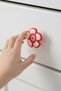 5 Pieces Red Daisy Children's Room Furniture Handle Set - Single Screw Cabinet and Drawer Handles - 4