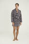 Men's Single Robe Plaid Patterned - 7