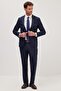 Men's Slim Fit Mono Collar Dark Navy Blue Suit - 5