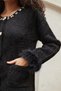 Women's Acacia Pearl Handle Fur Pocket Thick Silky Knitwear Cardigan-Black - 3