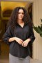 Women's Collared Off-Shoulder Loose Shirt-Black - 3