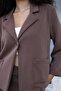 Women's Modal Silky Collar Capri Sleeve Pocketed Pleated Jacket Cardigan Coat - Brown - 5